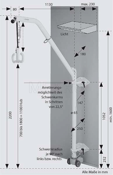 Aacurat Curator (Бельгия) УЦЕНКА Подъемник передвижной в комплекте с подвесом и комплектом крепления к стене MET