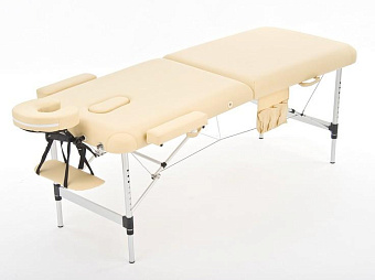Легкий двухсекционный массажный стол на алюминиевом каркасе, кремовый