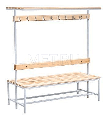  Скамья для спортивных раздевалок двухсторонняя с полкой для головного убора