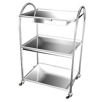 Трехполочный инструментальный столик с выдвижным ящиком