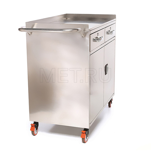 МЕТ ТN-530 Стол анестезиолога с двумя выдвижными ящиками и отделением, столешница закаленное стекло от производителя