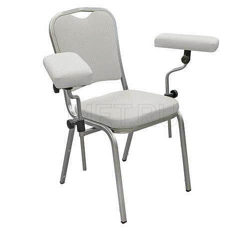 ДР01 Донорский стул-кресло каркас белый, к/з  Fortuпa Lt.Gгey (светло-серый)