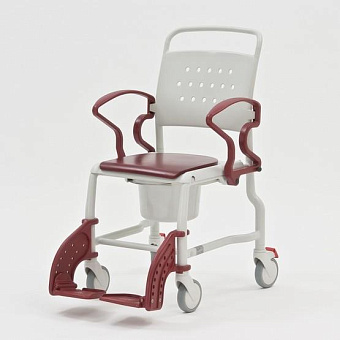 Стул-туалет на колесах усиленный, серый/рубин