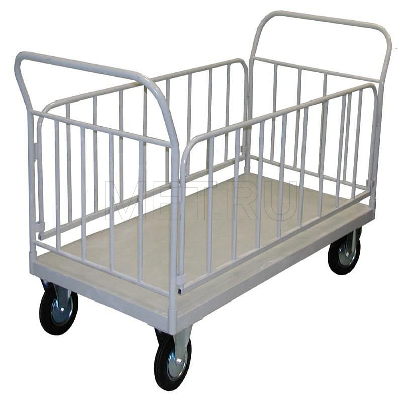 Грузовая тележка платформенная со съемными боковыми ограждениями МСК-537 Грузовая тележка платформенная со съемными боковыми ограждениями