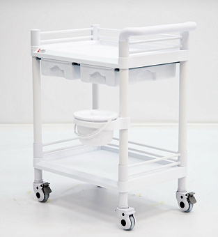 Пластиковый манипуляционный стол с двумя полками и двумя ящиками