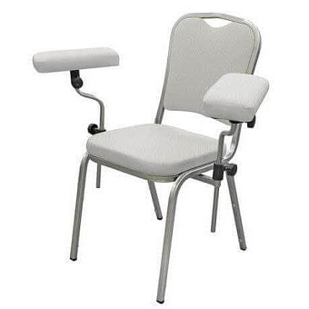 Донорский стул-кресло каркас белый, к/з  Fortuпa Lt.Gгey (светло-серый)