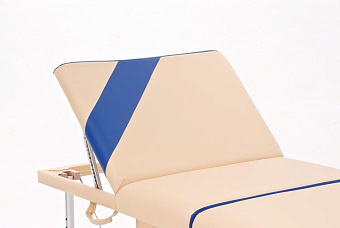 Складной трёхсекционный алюминиевый массажный стол, бежево-синий