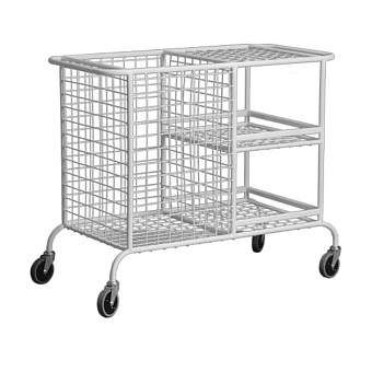 Тележка медицинская с глубокой корзиной и тремя полками 100х50 см