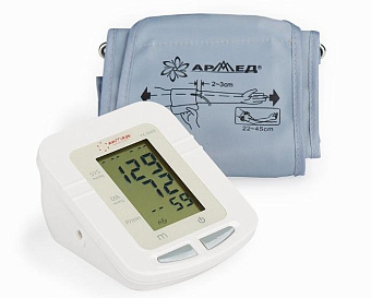 Тонометр электронный с автоматически-накачиваемой манжетой и питанием от АА батареек или адаптера