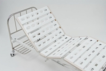 Кровать медицинская механическая со спинками из нержавеющей стали