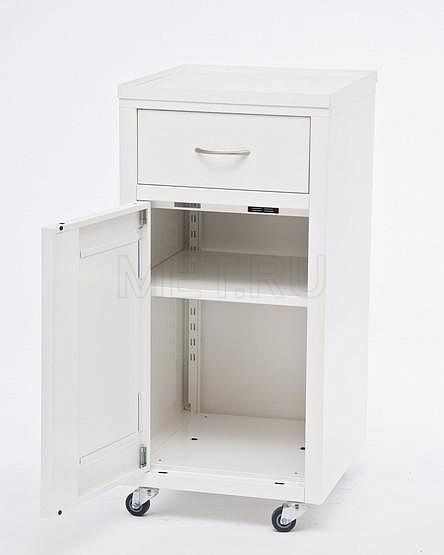 ЛАМЕТ Нида-ТС.02 Металлическая прикроватная тумба медицинская с полкой для бутылок, с антибактериальной окраской MET