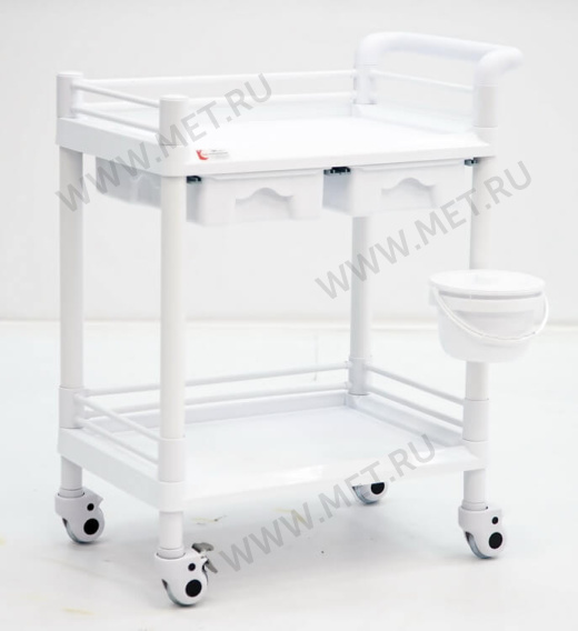 MET SPY-120 (цвет Белый) Пластиковый манипуляционный стол с двумя полками и двумя ящиками от производителя