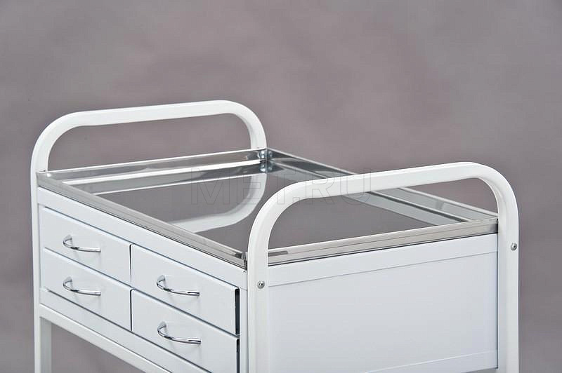 СМ.03.00 (мод.4) Стол манипуляционный  на металлокаркасе, столешница и полки - Нерж. МЕТ