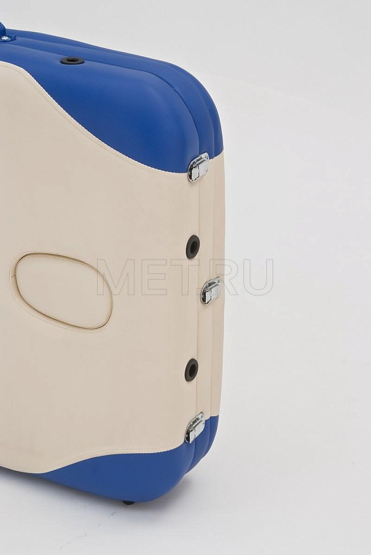 Med-Mos JFAL01 Стол массажный переносной трёхсекционный алюминиевый, бежево-синий МЕТ