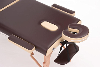 Массажный складной трёхсекционный стол с рамой из бука, коричнево-бежевый