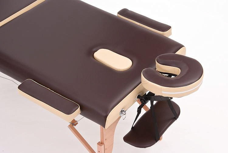 JF-AY01 Массажный складной трёхсекционный стол с рамой из бука, коричнево-бежевый MET