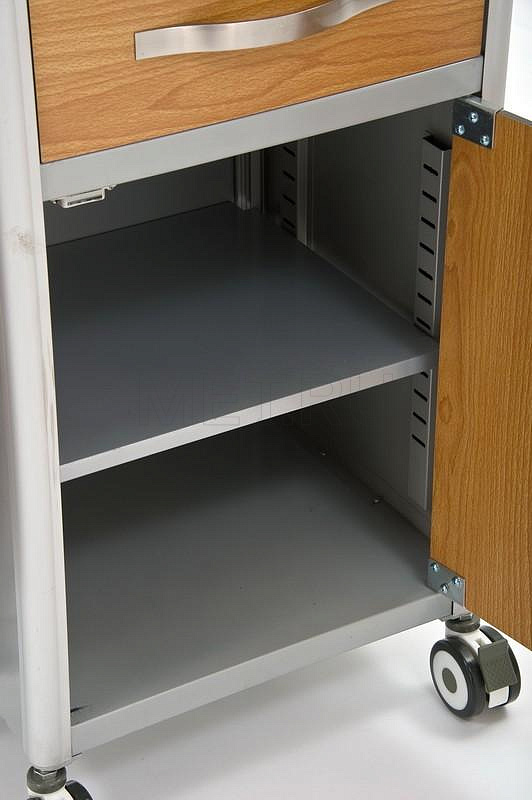 Алюминиевый каркас Тумба прикроватная из HPL-пластика с поворотно выдвижным столиком МЕТ