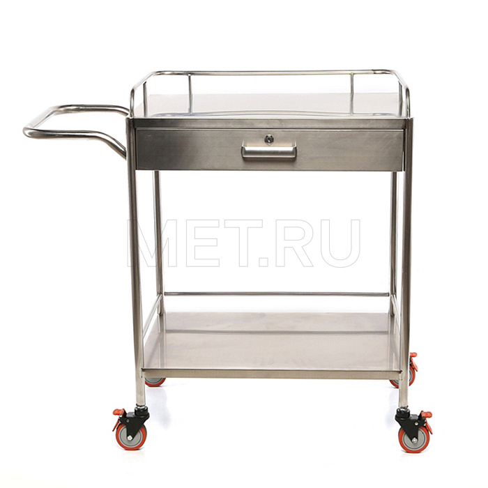 МЕТ ТN-100 Столик манипуляционный из нерж.стали с полкой и ящиком
