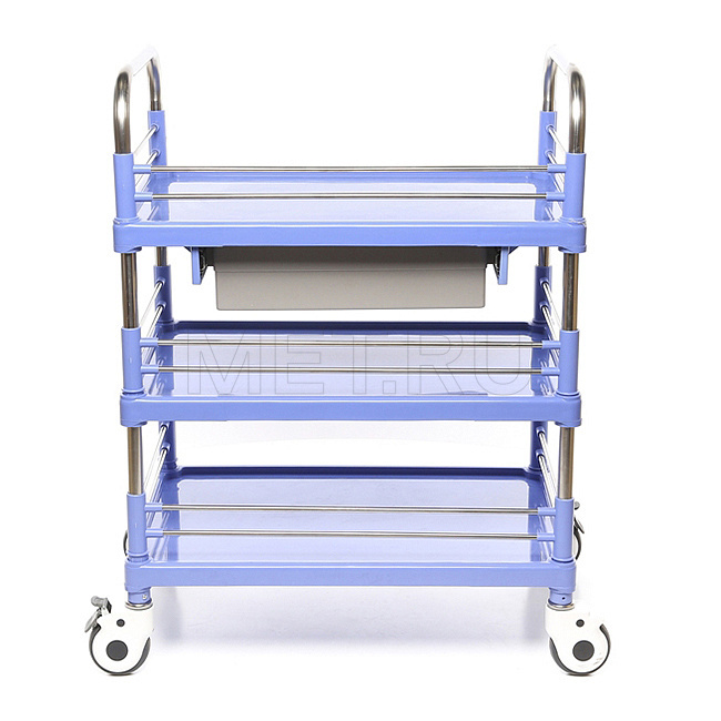 МЕТ ТP-350 Стол манипуляционный трёхполочный  с выдвижным ящиком