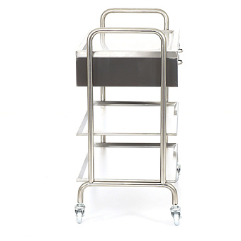 Столик манипуляционный из нержавеющей стали с 3 полками и 2 ящиками