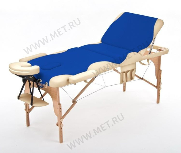 JF-AY01 Складной массажный стол трёхсекционный деревянный, сине-бежевый от производителя