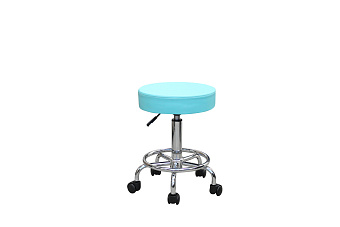 Табурет лабораторный с круглым сиденьем и кольцом для ног, цвет - светло-синий