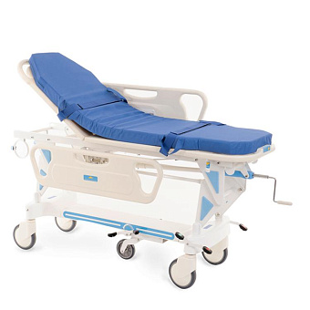 Тележка-каталка для перевозки больных с регулировкой высоты, КОЛЕСА 200мм, МАТРАС 80мм