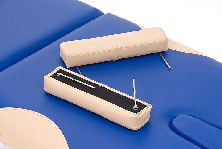 JF AL01А Стол массажный переносной двухсекционный алюминиевый, синий с бежевой волной МЕТ