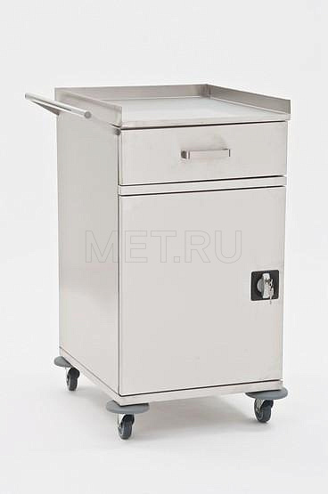 МЕТ AR-19 Стол анестезиолога нерж.сталь, на колесах ящик-дверь, с ручкой