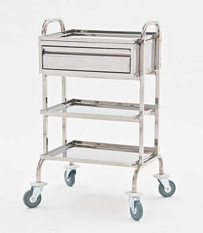 Стол манипуляционный 3 полки, выдвижной ящик (нерж)