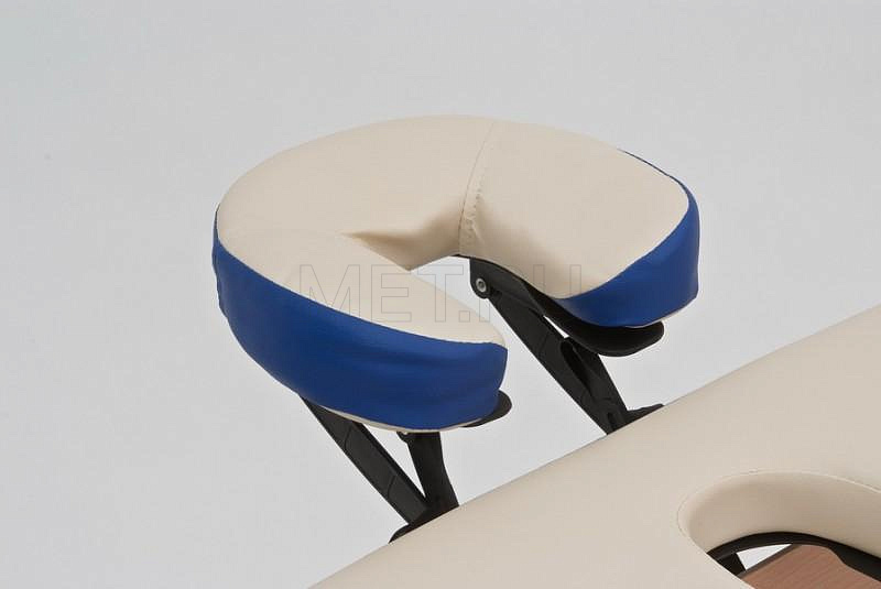 JF-AY01 Стол массажный переносной двухсекционный на деревянном каркасе, кремовый-синий МЕТ