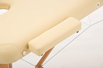 Массажный стол складной двухсекционный на деревянном каркасе, кремовый