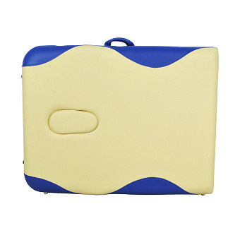 Стол массажный переносной 2-х секционный бежевый с синей волной