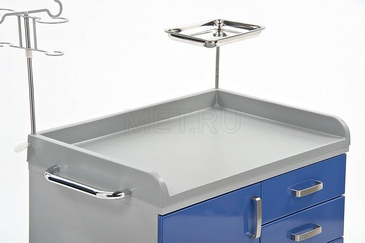 ТММ-0203 Широкий стол анестезиолога - тумба с выдвижными ящиками и дверцей МЕТ
