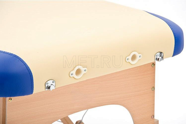 Med-Mos JF-AY 01 Складной массажный стол 2-х секционный деревянный, бежево-синий MET