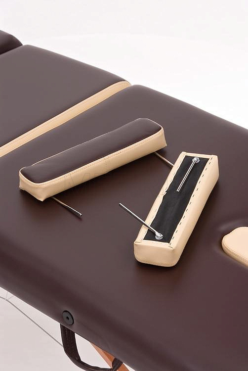 JF-AY01 Массажный складной трёхсекционный стол с рамой из бука, коричнево-бежевый МЕТ