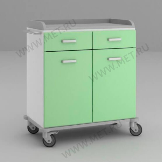 ТММ-0201 Широкий стол анестезиолога с двумя ящиками под столешницей и отделением с дверцами от производителя