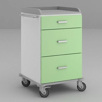 Стол анестезиолога с одним средним и двумя большими выдвижными ящиками