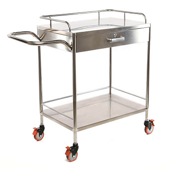 Столик манипуляционный из нерж.стали с полкой и ящиком