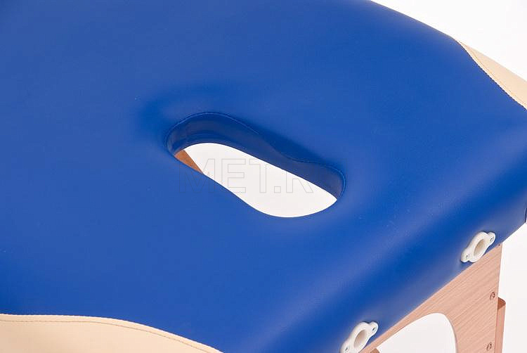 Med-Mos JF-AY 01 Складной массажный стол двухсекционный деревянный, сине-бежевый MET