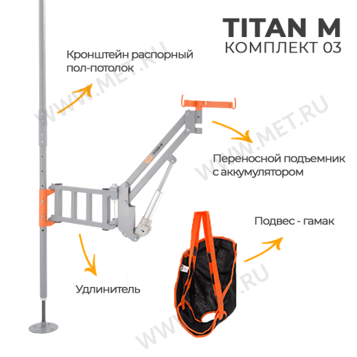 MET TITAN M КОМПЛЕКТ 03 Комплект 03 подъемник для инвалидов с распором пол-потолок от производителя