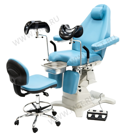 MET GK 02 Кресло гинекологическое электроприводное в комплекте со стулом врача, синее от производителя