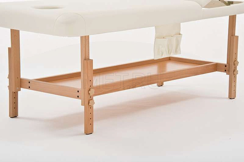 FIX-1A NEW Массажный стационарный стол с рамой из бука и вырезом для лица, кремовый MET