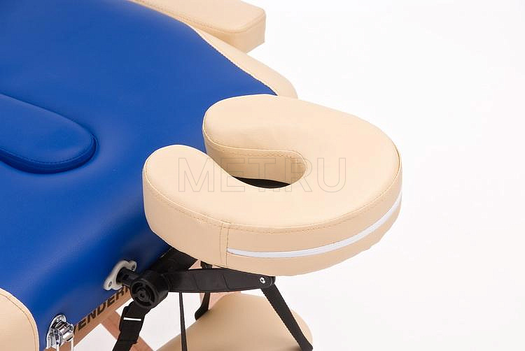 Med-Mos JF-AY 01 Складной массажный стол двухсекционный деревянный, сине-бежевый MET