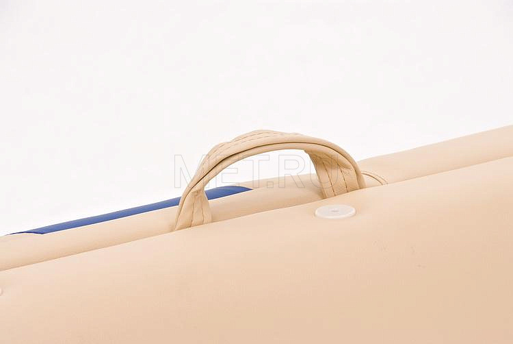 JF AL01А Складной трёхсекционный алюминиевый массажный стол, бежево-синий