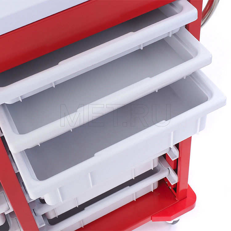 МЕТ BLQ 002 Тележка медицинская для эндоскопов  с выдвижными ящиками и стойкой с крючками