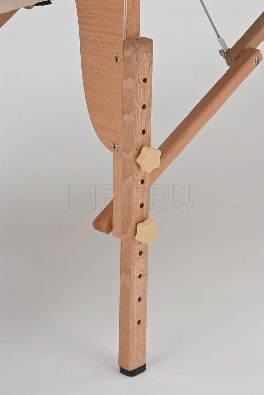 JF-AY01 Стол массажный переносной двухсекционный на деревянном каркасе, кремовый-синий MET