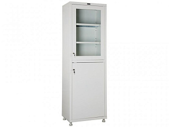 Шкаф медицинский узкий с верхней стеклянной дверью