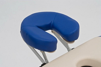 Стол массажный переносной трёхсекционный алюминиевый, бежево-синий