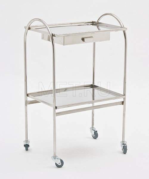 СИя 2-01 (2-1) Инструментальный двухполочный  столик с ящиком, нерж.сталь